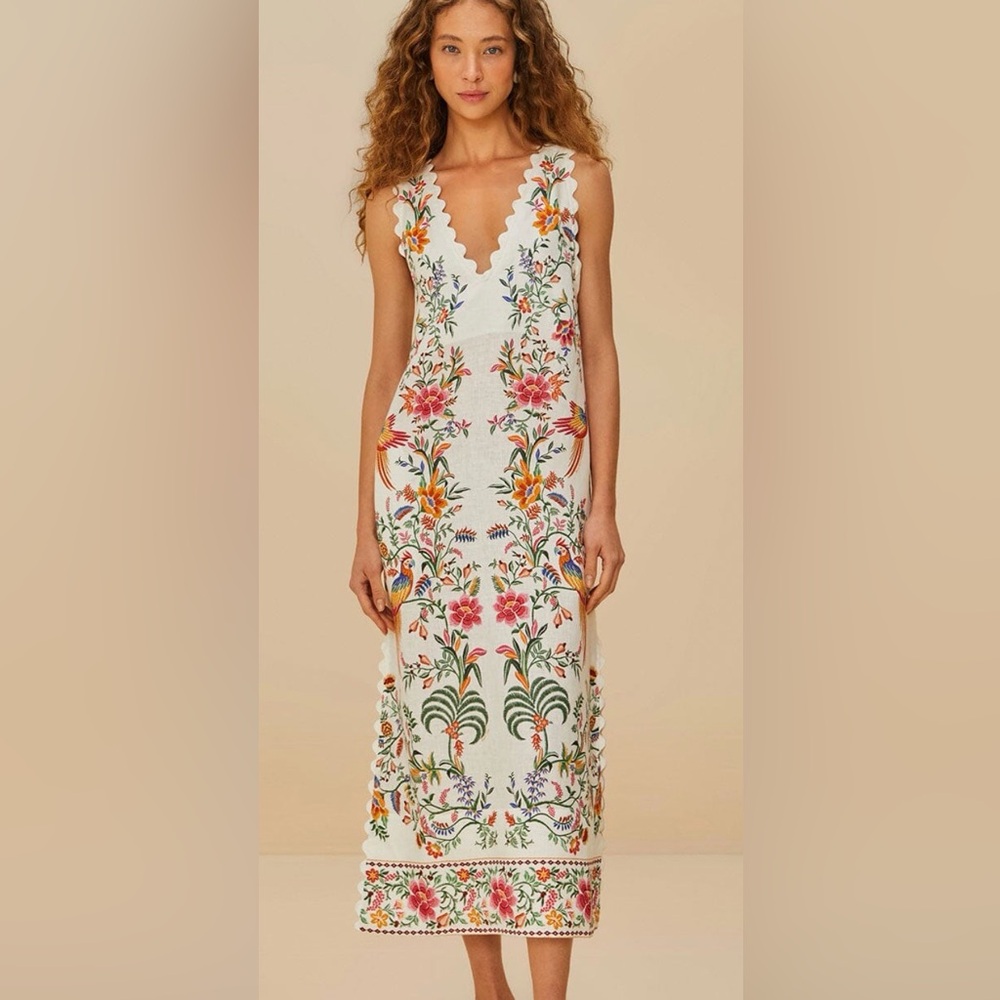 FARM Rio White Midi Dress EuroFlax Premium Linen